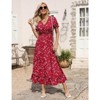 Coolmee Womens Floral Sundress Summer  Short Sleeve Wrap V Neck A-Line Maxi Dress - 4 of 4