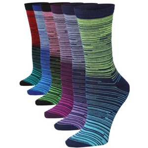 Tipi Toe Women's 6 Pairs Colorful Chromatic Gradient Ombre Funky Space Dye Patterned Crew Dress Socks - 1 of 1