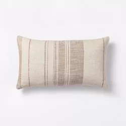 Oblong Woven Stripe Decorative Throw Pillow Off White/Mauve - Threshold™ designed with Studio McGee