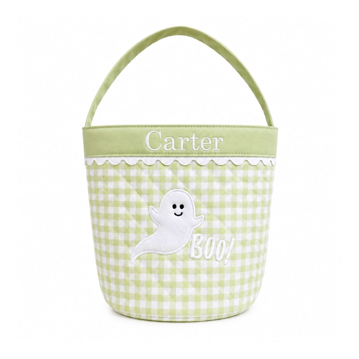 Bits & Bows Glow-in-the-Dark Ghost Trick-or-Treat Halloween Tote, Green/White 10"W x 8"H