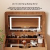 Kumasinova 3-in-1 Makeup Vanity Desk with Plip Top Mirror,Vanity Table with 3 Drawers,Makeup Desk with Stool,Glass Tabletop Dressing Table for Bedroom - 4 of 4