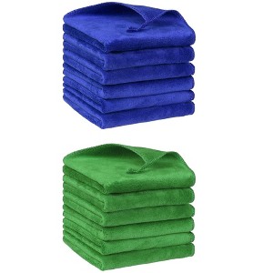 Unique Bargains Dishwashing Cleaning Microfiber Thick Absorbent Kitchen Towels 12 Pcs 12" x 12" - 1 of 4