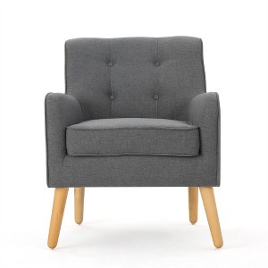 XINGHANZHENXUAN Modern Tufted Armchair with Birch Wood Legs for Living Room, Den - 1 of 4