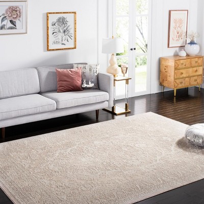 Beige/Cream 8' x 10' Hand-knotted Floral Synthetic Area Rug