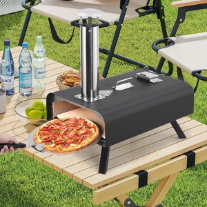 Portable Pizza Oven Outdoor, 12" Wood Pellet Pizza Ovens with Pizza Stone & Storage Bag & Pizza Peel, Stainless Steel Pizza Maker Grill - 1 of 4