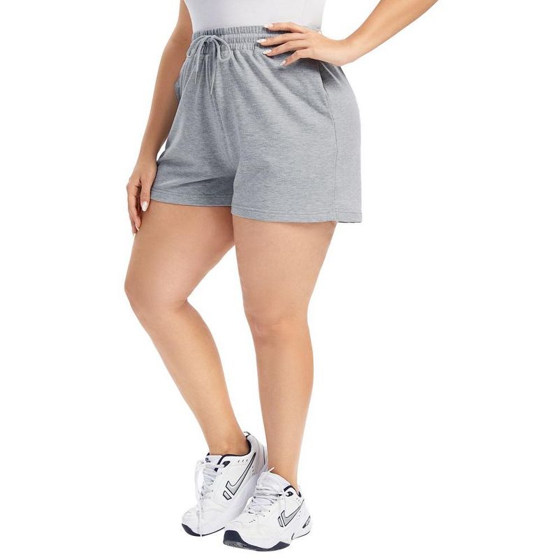 Women Plus Size Comfy Sweat Shorts Drawstring Elastic High Waist Casual Summer Yoga Lounge Shorts, 5 of 7