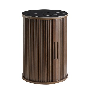 MDF Top Side Table with Metal Base Thick Scratch-Resistant Surface,for Living Room, Bedroom & Patio - 1 of 4