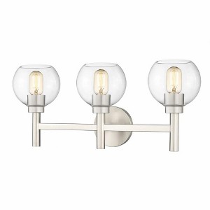 Sutton 3-Light Vanity Wall Sconce - Modern Steel Design with Clear Glass Shades - 1 of 4