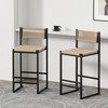 Paper Rope Woven Back Bar Stools with Footrest Set of 2 Dining Chairs for Kitchen Island - 2 of 4