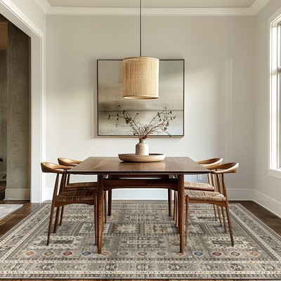 ABYNOW Washable Area Rug – Soft Low-Pile Non-Slip Carpet for Living Room, Bedroom, and Office,8X10FTm, Brown