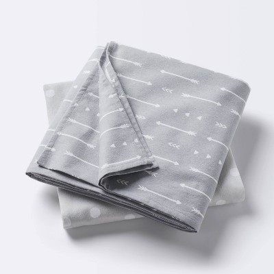 Flannel Swaddle Baby Blankets - Gray Arrows and Dots - 2pk - Cloud Island™