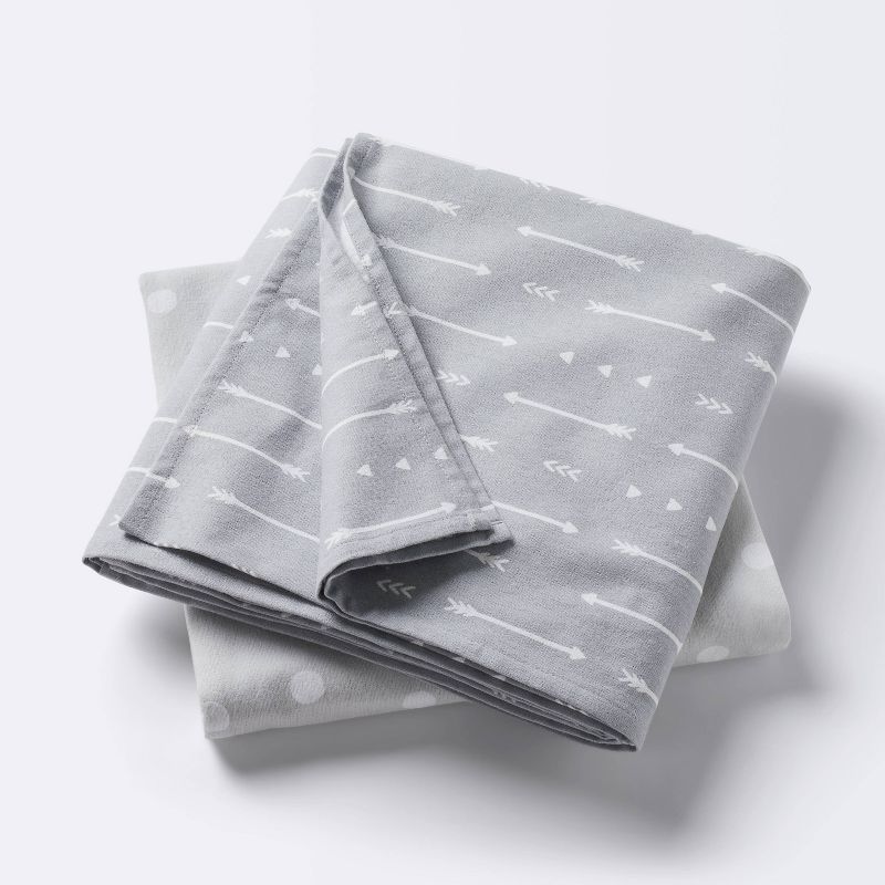 Flannel Swaddle Baby Blankets - Gray Arrows and Dots - 2pk - Cloud Island&#8482;, 1 of 6