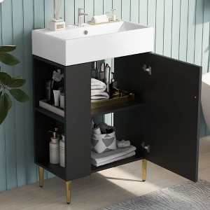 Kumasinova 21.6" Freestanding/Floating Bathroom Storage Cabinet,Bathroom Vanity with Ceramic Sink,Right/Left-Side Bathroom Cabinet for Small Bathroom - 1 of 4