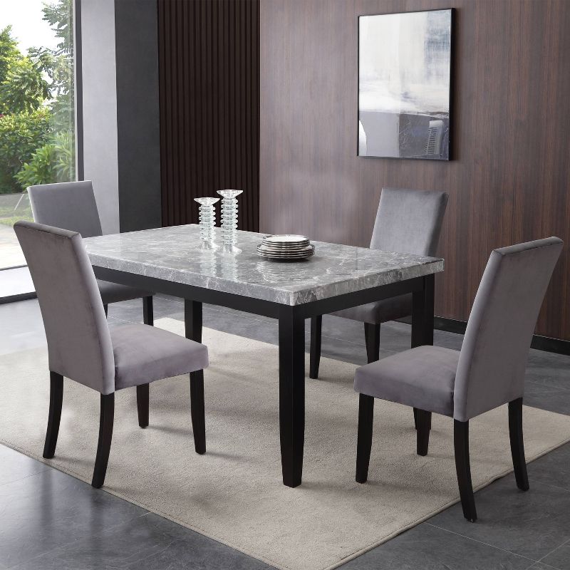 5pc Napoli 64&#34; Marble Top Dining Set Gray - Steve Silver Co., 3 of 7