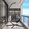 Ridstar Outdoor Rattan Hanging Swing Chair with C-Frame, Cushion & Pillow-Dark Brown - 3 of 4