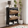 Open Storage and Adjustable Shelves, Farmhouse Shoe Storage Cabinet with Metal Legs,Freestanding Shoe Organizer for Entryway - 2 of 4