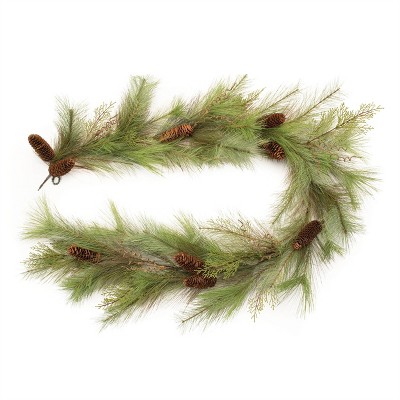 Long Needle Pine and Pinecone Garland 6'L