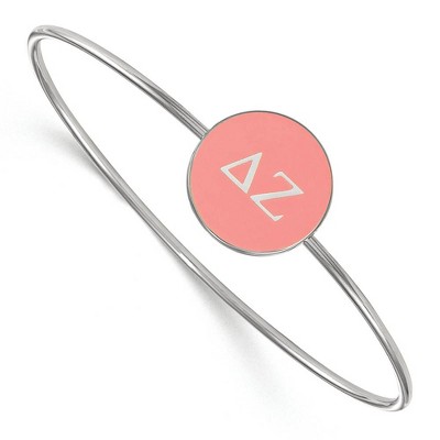 Black Bow Jewelry Sterling Silver Delta Zeta Greek Life Bangle Bracelet 7 Inch