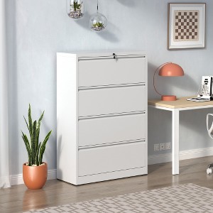 ACEPANO 52.36 in. H Metal Lateral File Cabinet with Lock & 4 Drawers for Office & Home-White - 1 of 4