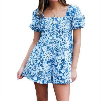 Women's Floral Velvet Denim Romper - Mainstrip