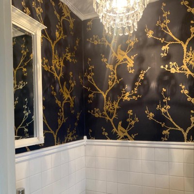 Tempaper Cynthia Rowley for Tempaper 60-sq ft Black and Gold Vinyl  Chinoiserie Self-adhesive Peel and Stick Wallpaper in the Wallpaper  department at