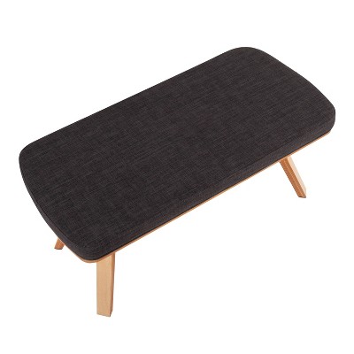 42" Natural Wood and Charcoal Fabric Bedroom Bench