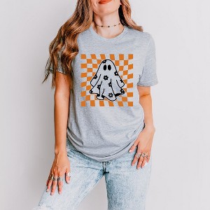 Simply Sage Market Women's Checkered Flower Ghost Front and Back Short Sleeve Graphic Tee - 1 of 4