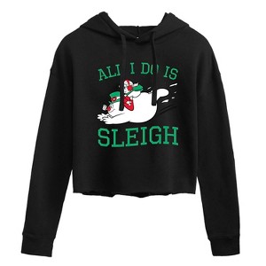 Women's - Frosty The Snowman - Christmas Cropped Graphic Hoodie - 1 of 4