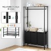 Acekool 3-Section Laundry Sorter with Adjustable Hanging Rack, Heavy Duty Garment Rack & Shelves, Black Laundry Basket Organizer - 4 of 4