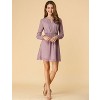 INSPIRE CHIC Women's Choker V Neck Vintage Flared Gilding Metallic Shiny Star A-Line Dress - 3 of 4