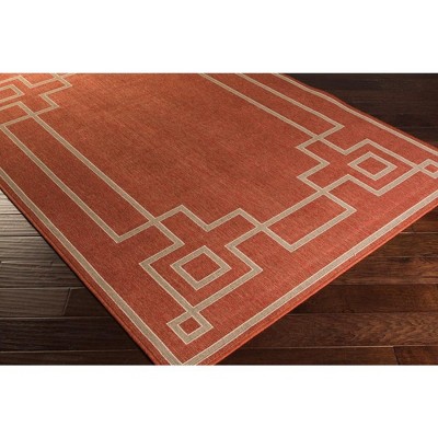 Natalie 5'3" Round Rust Wool Geometric Area Rug