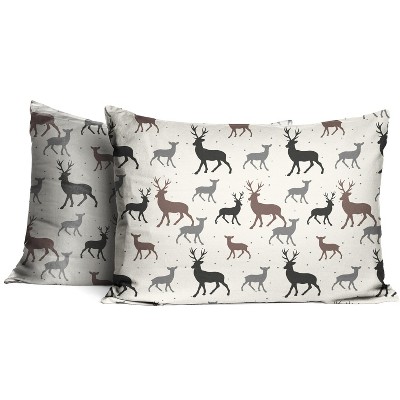 Gray and White Cotton Flannel Full/Queen Duvet Cover Set