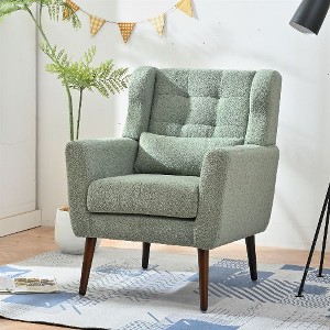 CAVINAS Modern Accent Chair, Fabric Upholstered Armchair for Living Room, Comfy Soft Padded Lounge Chair with Pillow - 1 of 4