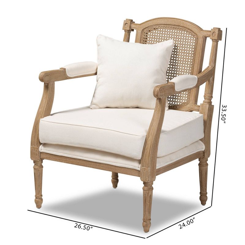 Clemence Upholstered Whitewashed Wood Accent Chair Ivory/Oak - Baxton Studio, 6 of 14
