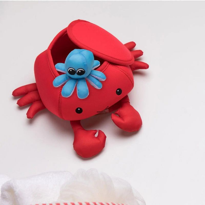 Manhattan Toy Neoprene Crab 5 Piece Floating Spill n Fill Bath Toy with Quick Dry Sponges and Squirt Toy, 1 of 8
