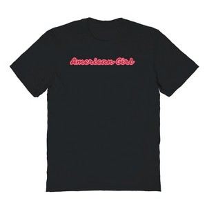 Rerun Island Men's Americana Girl Script Font Americana 4Th Of July Short Sleeve Graphic Cotton T-Shirt - Black L - 1 of 4