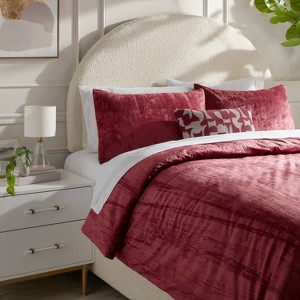 3pc Luxe Distressed Crinkle Velvet Duvet Cover and Sham Set - Threshold™ - 1 of 4