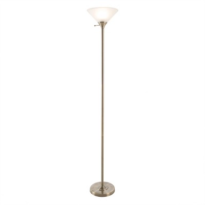 Hastings Home Torchiere Floor Lamp With LED Bulb - Light Bronze and White