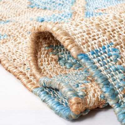 Bohemian Nomadic Blue & Natural 9' x 12' Handwoven Kilim Rug