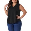 Agnes Orinda Women's Plus Size Chiffon Pleated V Neck Sleeveless Summer Work Office Tank Tops - 2 of 4