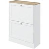 HOMCOM Slim Shoe Cabinet for Entryway, Modern Hidden Shoe Storage Cabinet with 2 Flip Drawers and Adjustable Shelves for 12 Pairs of Shoes, White - 4 of 4