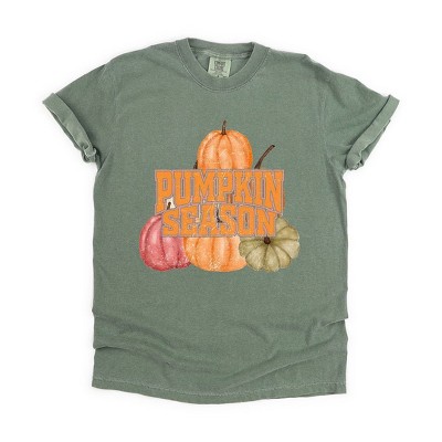Simply Sage Market Women's Pumpkin Season Distressed Short Sleeve Garment Dyed Tee
