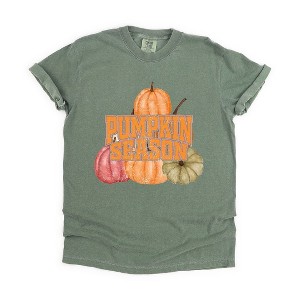 Simply Sage Market Women's Pumpkin Season Distressed Short Sleeve Garment Dyed Tee - 1 of 4