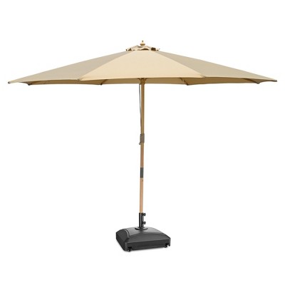 Yescom 13ft XL Heavy Duty Solid Wood Outdoor Patio Umbrella with Base Parasol Wheels Stand for Bistro Market Table Garden Deck Yard Poolside