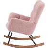 GustoWave Nursery Rocking Chair with High Backrest Armchair, Teddy Fabric Upholstered Glider Rocker Rocking Accent Reading Chair - 4 of 4