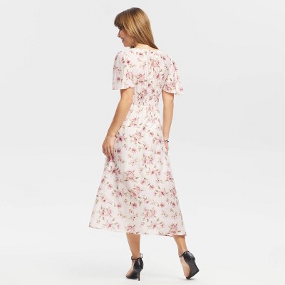 Women Flutter Short Sleeve Midi Dress – A New Day Light Pink