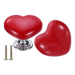 Unique Bargains Heart-Shaped Ceramic Drawer Knobs with Screw for Cupboard 2 Pcs - 1 of 4
