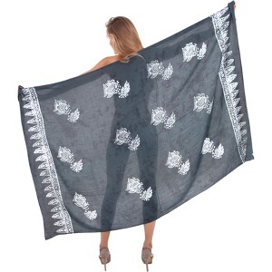 LA LEELA Women's Summer Bikini Wraps Beach Wrap Cover up Sarong Skirt Swimsuit Swimwear Bathing Suit Cover Ups for Womens One Size Gray, Fish - 1 of 4