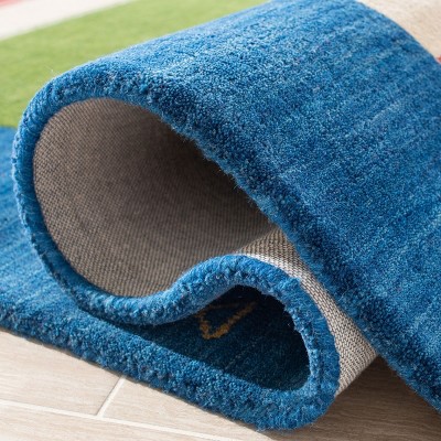 Himalaya Blue Multicolor Hand-Knotted Wool Rug, 4' x 6'