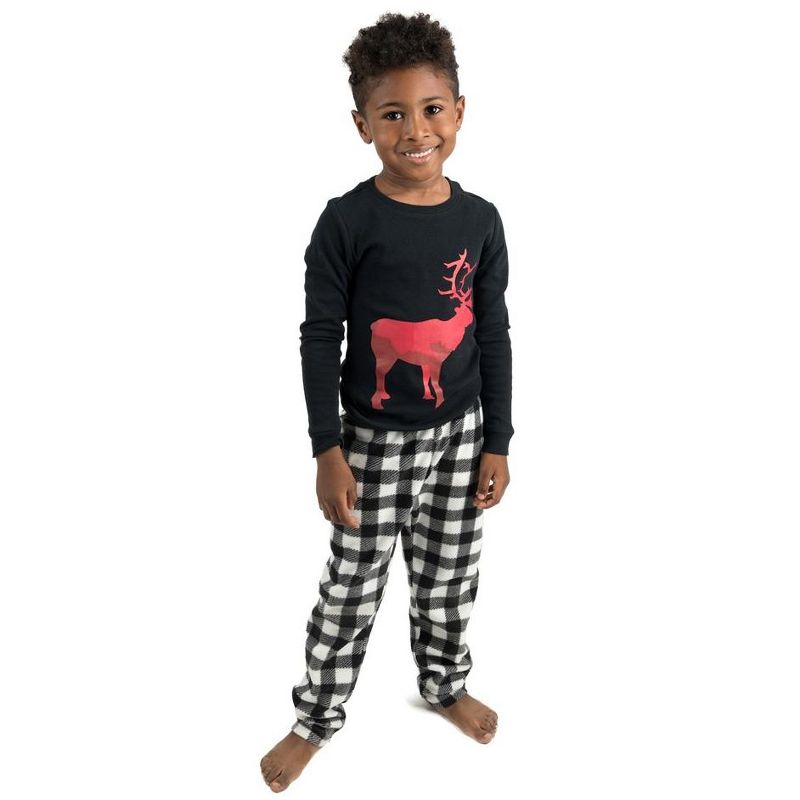 Leveret Kids Cotton Top and Fleece Pants Christmas Pajamas, 2 of 4